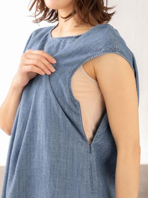 マタニティ ワンピース|【2レングス展開】リネン麻ドロップショルダーワンピース マタニティ・授乳服【出産後も長く使える】
