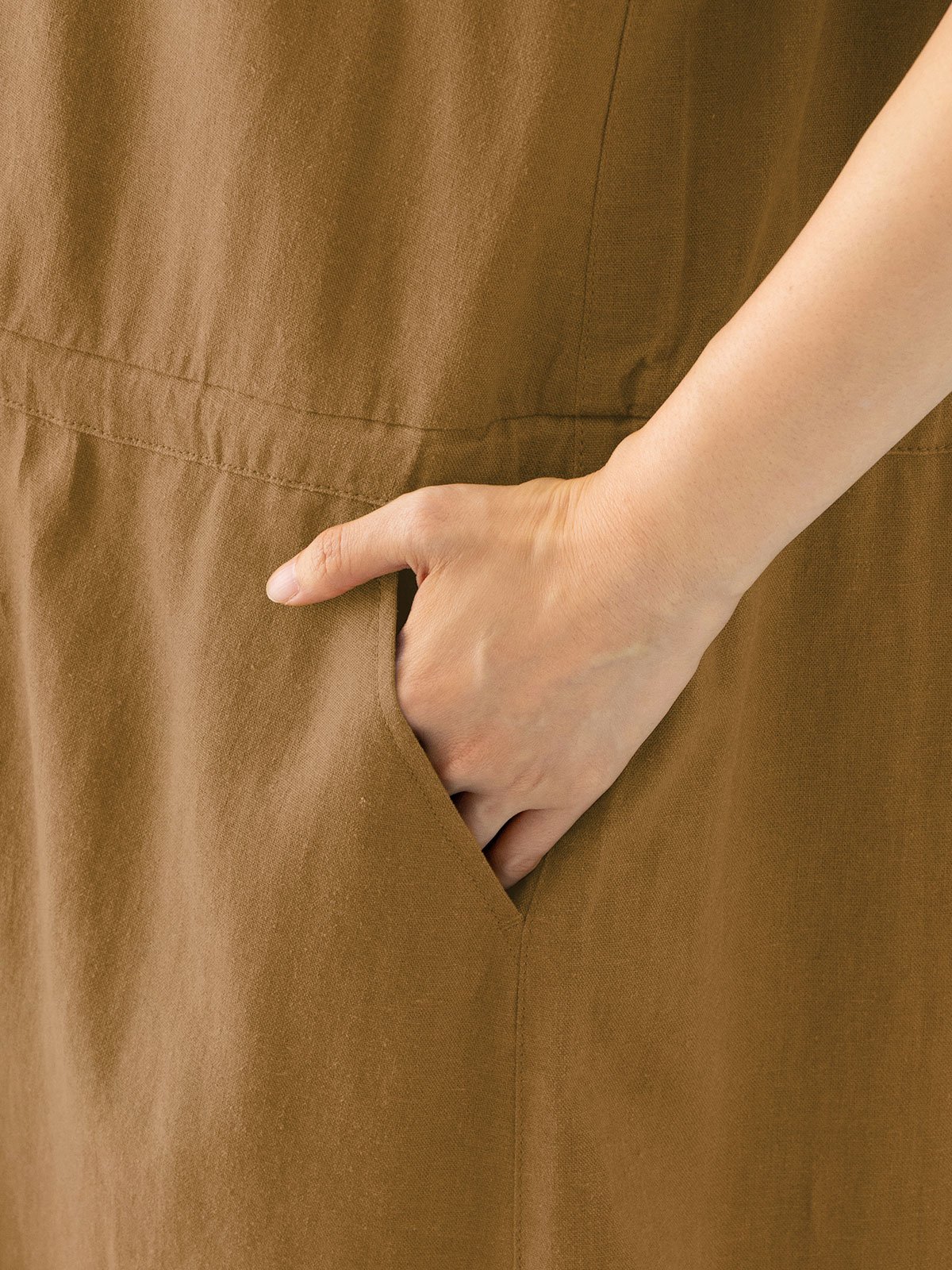 マタニティ ワンピース|【2レングス展開】麻レーヨン半袖ワンピース　マタニティ・授乳服【出産後も長く使える】