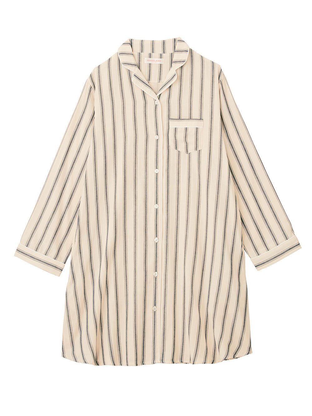 マタニティ パジャマ・ルームウェア|【授乳しやすい】【産前産後対応パンツ付】ストライプダブルガーゼパジャマ|オフホワイト×ネイビー