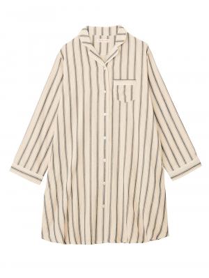 マタニティ パジャマ・ルームウェア|【授乳しやすい】【産前産後対応パンツ付】ストライプダブルガーゼパジャマ|オフホワイト×ネイビー