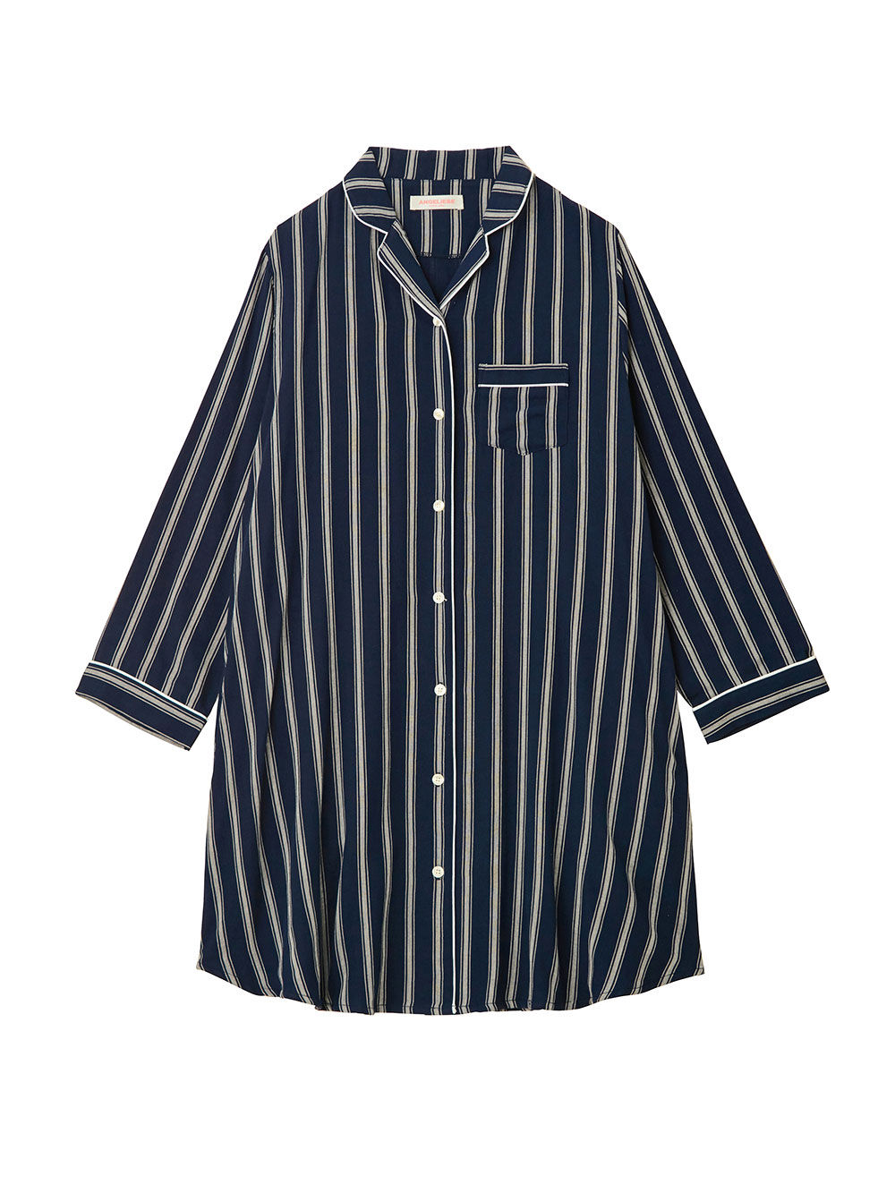 マタニティ パジャマ・ルームウェア|【授乳しやすい】【産前産後対応パンツ付】ストライプダブルガーゼパジャマ|ネイビー×オフホワイト