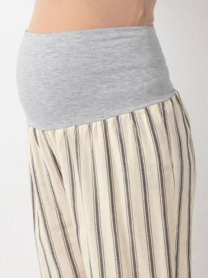 マタニティ パジャマ・ルームウェア|【授乳しやすい】【産前産後対応パンツ付】ストライプダブルガーゼパジャマ