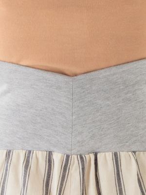 マタニティ パジャマ・ルームウェア|【授乳しやすい】【産前産後対応パンツ付】ストライプダブルガーゼパジャマ