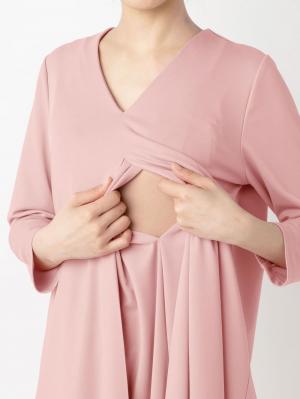 マタニティ ワンピース|ポンチフロントタックワンピース　マタニティ・授乳服【出産後も長く使える】