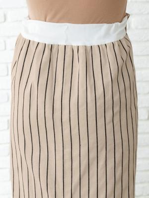 マタニティ スカート|【産前産後対応】リネン混ストライプハイウエストタイトスカート【出産後も長く使える】