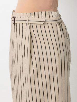 マタニティ スカート|【産前産後対応】リネン混ストライプハイウエストタイトスカート【出産後も長く使える】