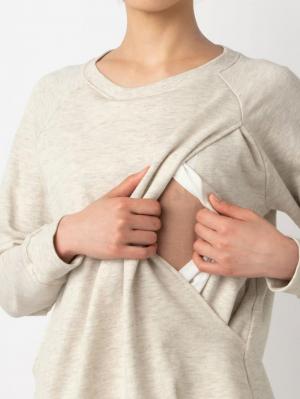 マタニティ ワンピース|【セット】裏毛トレーナー&タイトロングスカート マタニティ・授乳服【出産後も長く使える】