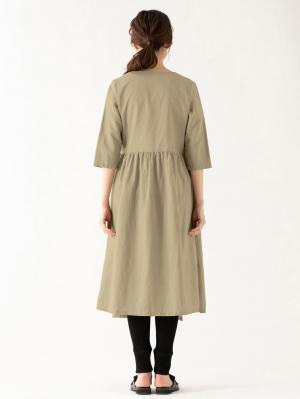 マタニティ ワンピース|麻混カシュクールワンピース　マタニティ・授乳服【出産後も長く使える】