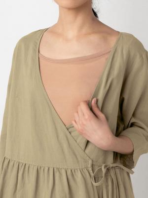 マタニティ ワンピース|麻混カシュクールワンピース　マタニティ・授乳服【出産後も長く使える】