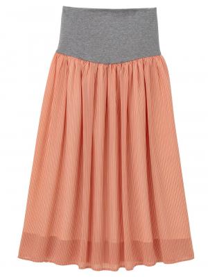 【産前産後対応】シフォンストライプギャザースカート【出産後も長く使える】29230