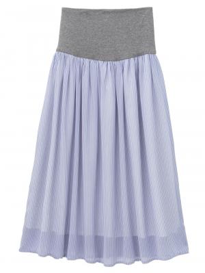 【産前産後対応】シフォンストライプギャザースカート【出産後も長く使える】 29230