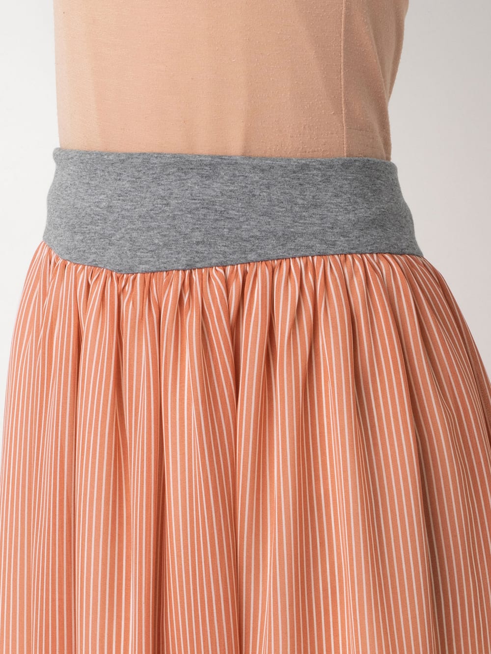 マタニティ スカート|【産前産後対応】シフォンストライプギャザースカート【出産後も長く使える】