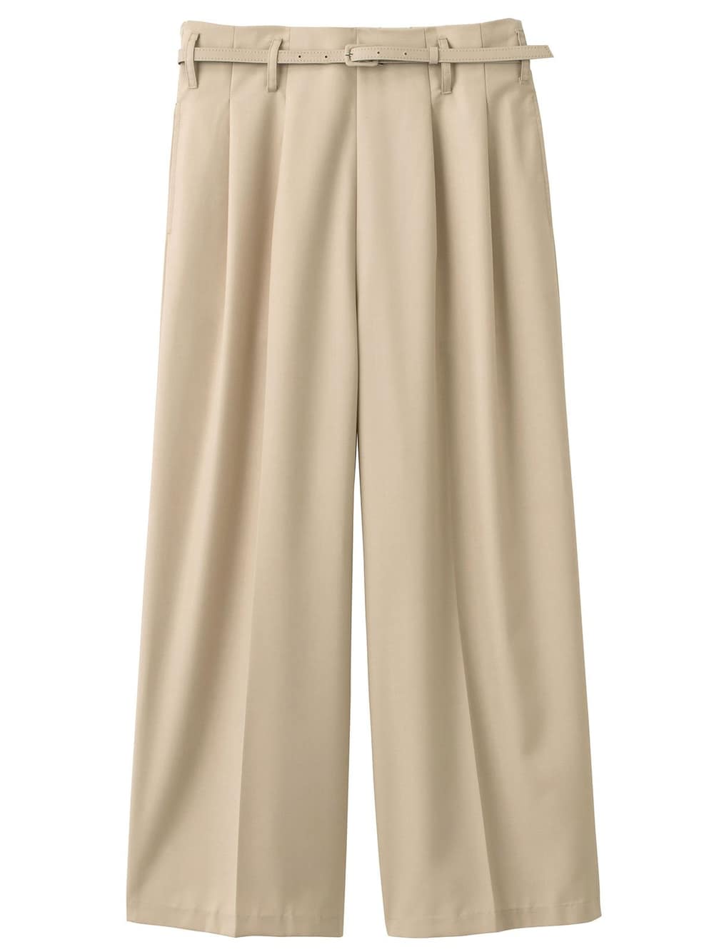 マタニティ パンツ|【産前産後対応】ベルト付きワイドパンツ【出産後も長く使える】|ベージュ