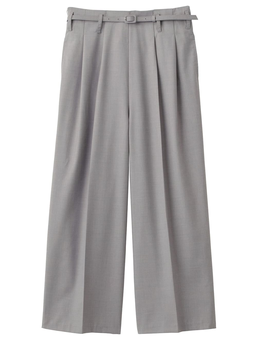 マタニティ パンツ|【産前産後対応】ベルト付きワイドパンツ【出産後も長く使える】|杢グレー