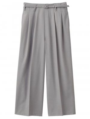 マタニティ パンツ|【産前産後対応】ベルト付きワイドパンツ【出産後も長く使える】|杢グレー