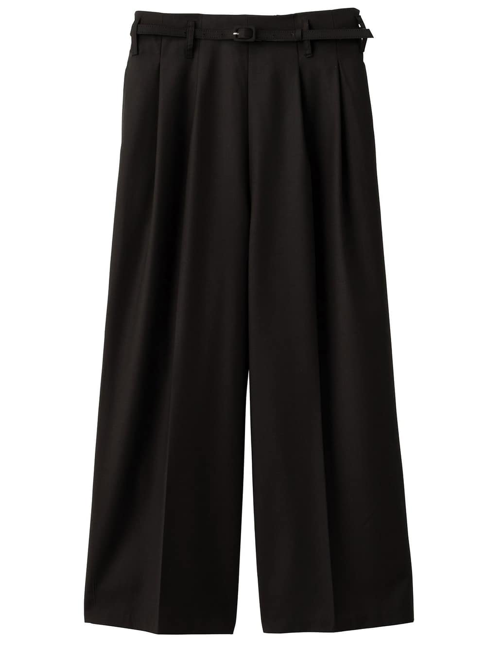 マタニティ パンツ|【産前産後対応】ベルト付きワイドパンツ【出産後も長く使える】|ブラック