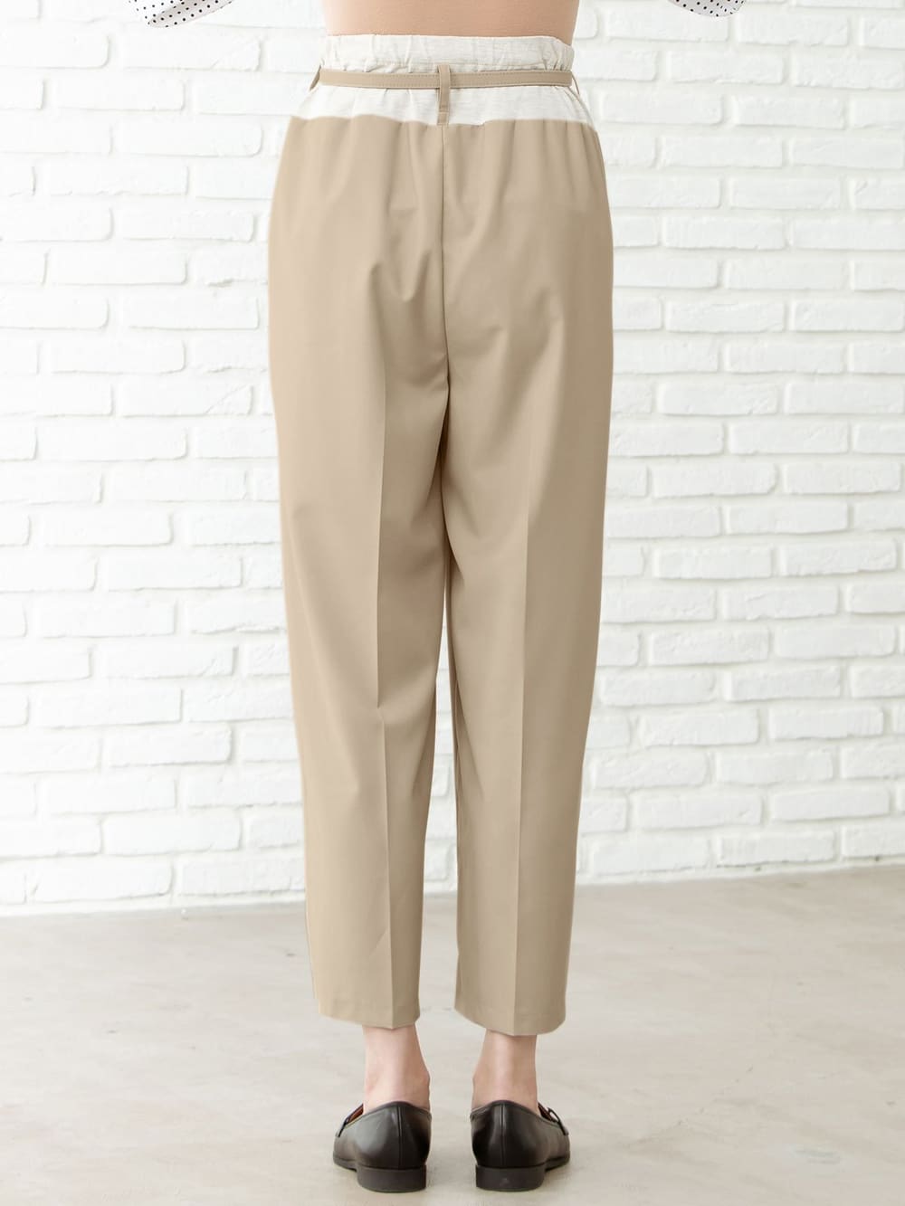 マタニティ パンツ|【産前産後対応】ベルト付きワイドパンツ【出産後も長く使える】|ベージュ