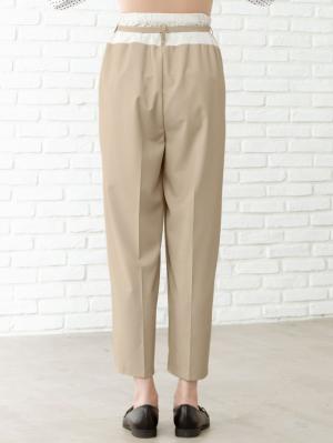 マタニティ パンツ|【産前産後対応】ベルト付きワイドパンツ【出産後も長く使える】|ベージュ