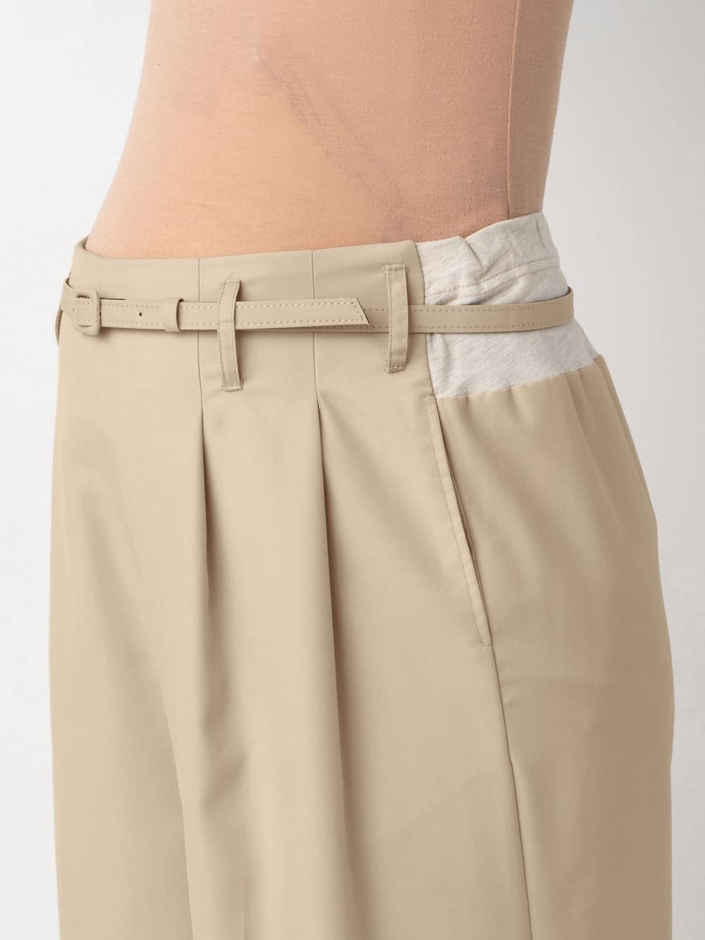 マタニティ パンツ|【産前産後対応】ベルト付きワイドパンツ【出産後も長く使える】|ベージュ