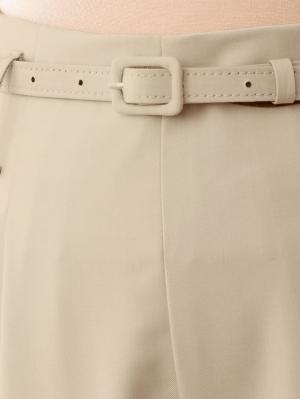 マタニティ パンツ|【産前産後対応】ベルト付きワイドパンツ【出産後も長く使える】|ベージュ