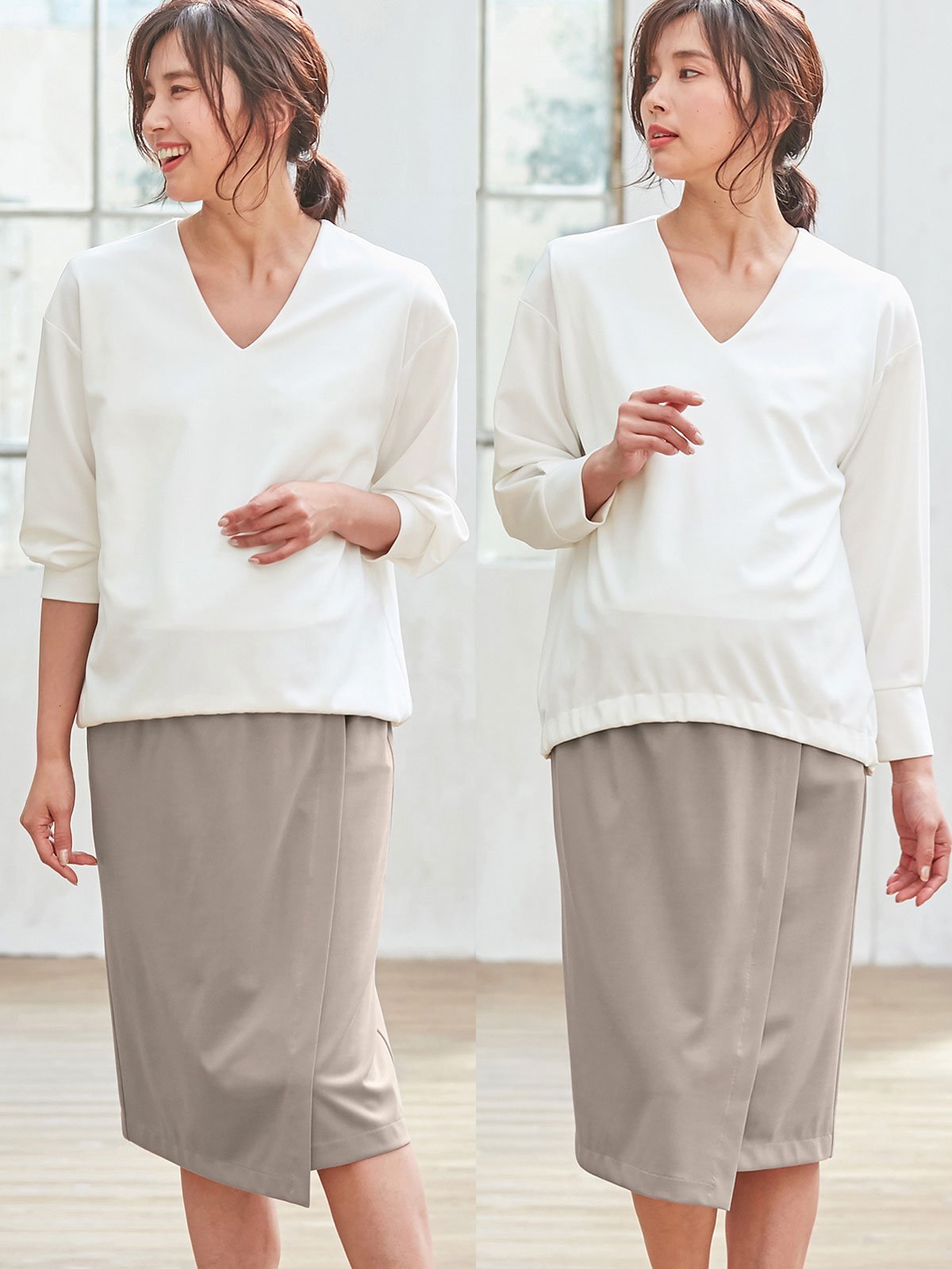 マタニティ ワンピース|Vネックドッキングワンピース マタニティ・授乳服