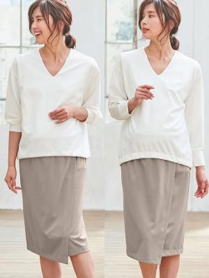 マタニティ ワンピース|Vネックドッキングワンピース マタニティ・授乳服