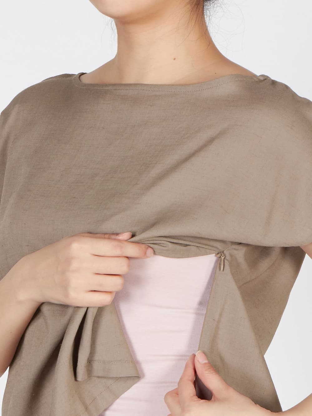 マタニティ トップス|【マタニティ・授乳服】コットンリネンボートネックトップス【出産後も長く使える】