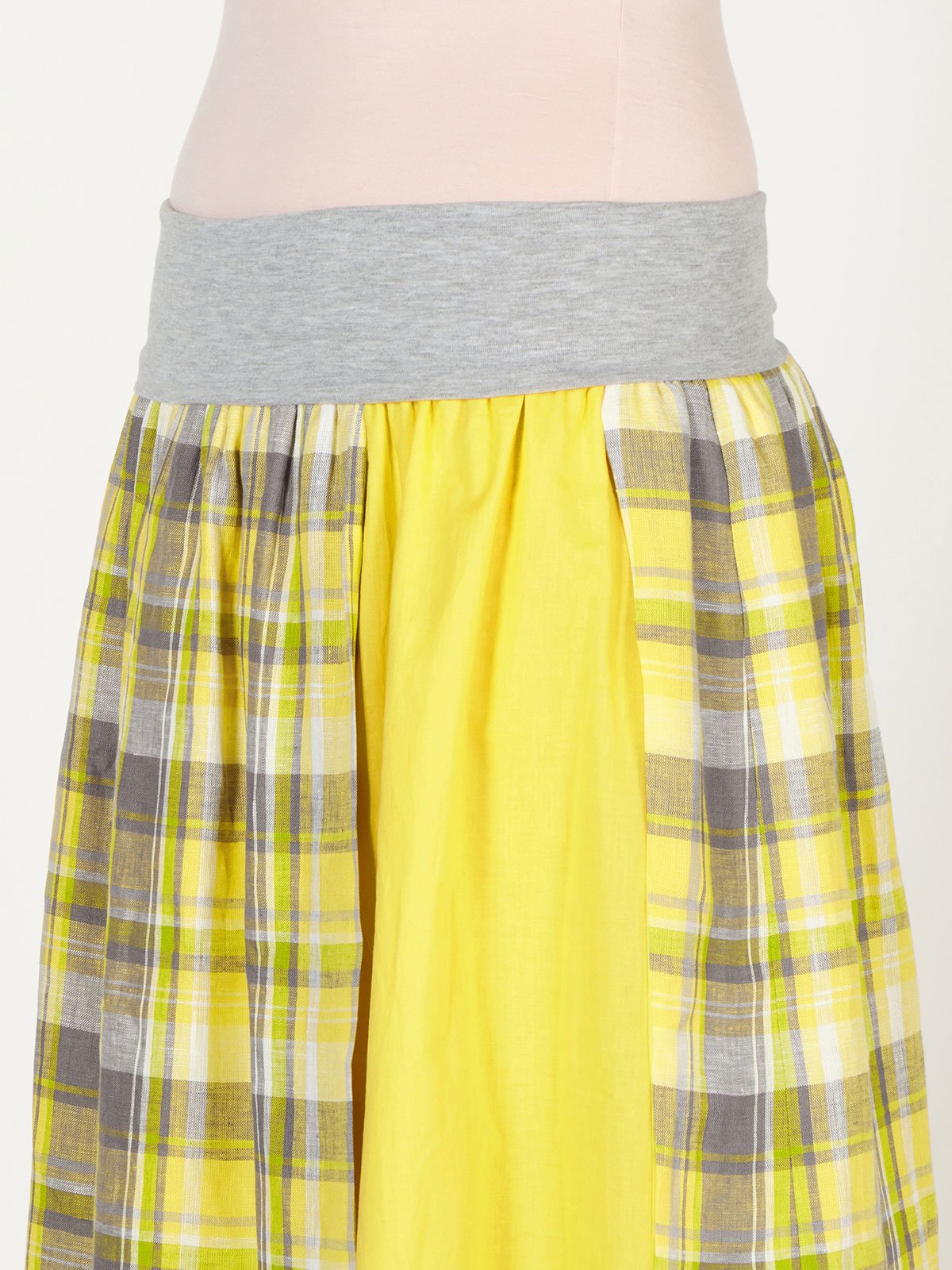 マタニティ スカート|【マタニティ・授乳服】【産前産後対応】リネンチェックラップ風スカート【出産後も長く使える】