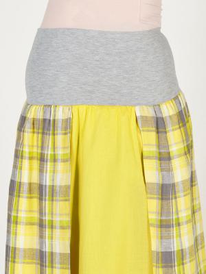 マタニティ スカート|【マタニティ・授乳服】【産前産後対応】リネンチェックラップ風スカート【出産後も長く使える】