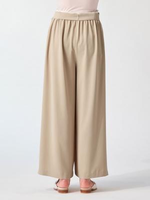 マタニティ パンツ|【産前産後対応】リボンベルト付ワイドパンツ【出産後も長く使える】