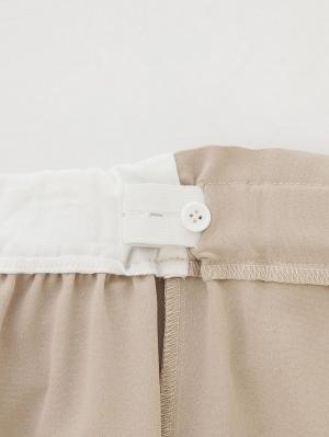 マタニティ パンツ|【産前産後対応】リボンベルト付ワイドパンツ【出産後も長く使える】