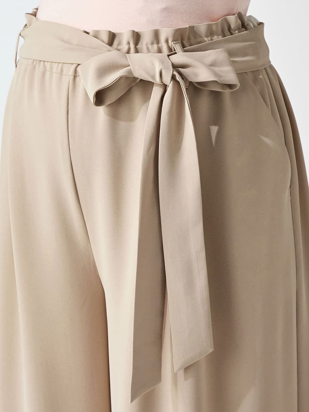 マタニティ パンツ|【産前産後対応】リボンベルト付ワイドパンツ【出産後も長く使える】