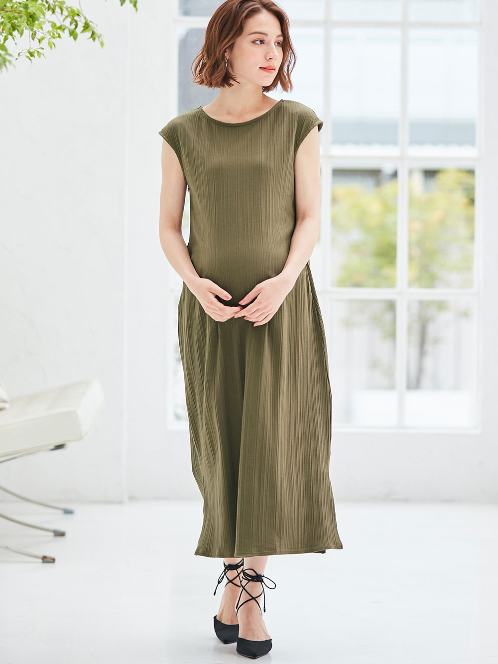テレコキャップスリーブワンピース マタニティ・授乳服【出産後も長く使える】 マタニティ ワンピース(品番：29242)  ｜マタニティウェア・授乳服通販｜ エンジェリーベ 公式