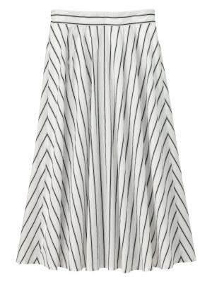 マタニティ スカート|【産前産後対応】マルチストライプたっぷりギャザースカート【出産後も長く使える】|オフ×ネイビー