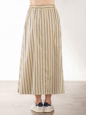 マタニティ スカート|【産前産後対応】マルチストライプたっぷりギャザースカート【出産後も長く使える】