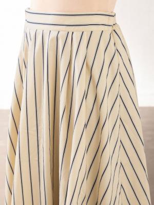マタニティ スカート|【産前産後対応】マルチストライプたっぷりギャザースカート【出産後も長く使える】