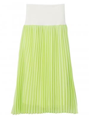 マタニティ スカート|【産前産後対応】シフォンプリーツスカート【出産後も長く使える】|イエローグリーン