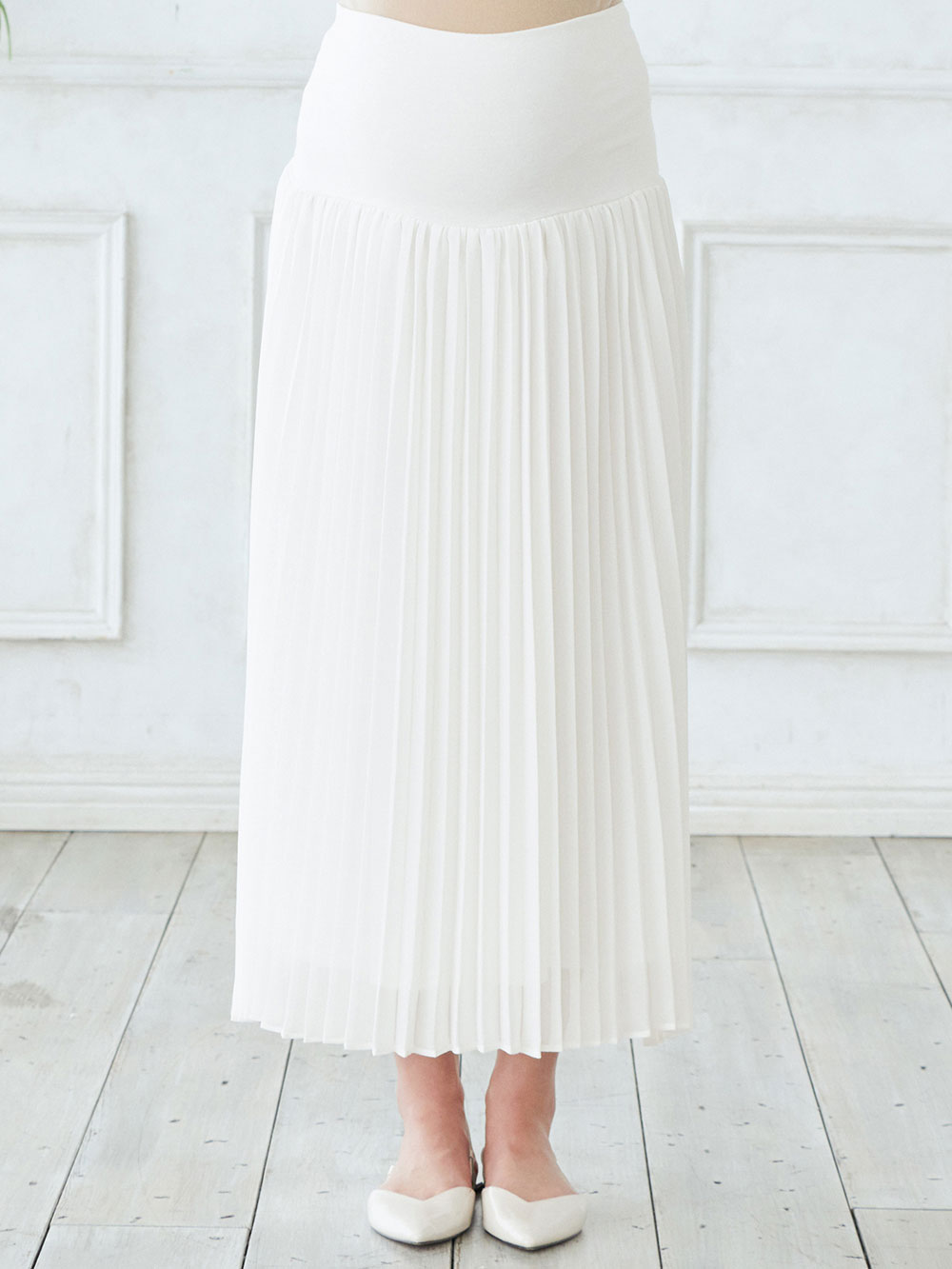 マタニティ スカート|【産前産後対応】シフォンプリーツスカート【出産後も長く使える】