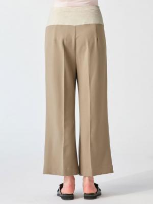 マタニティ パンツ|【産前産後対応】センタープレスソフトクロップドパンツ【出産後も長く使える】