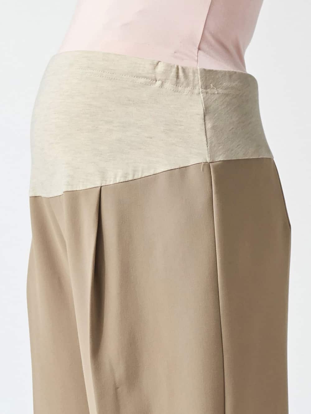 マタニティ パンツ|【産前産後対応】センタープレスソフトクロップドパンツ【出産後も長く使える】