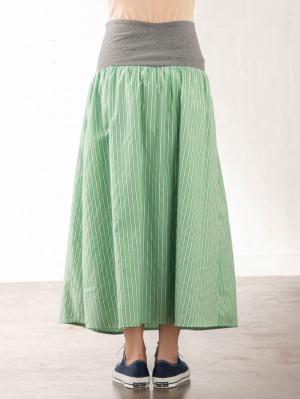 マタニティ スカート|【産前産後対応】ブロードストライプギャザースカート【出産後も長く使える】