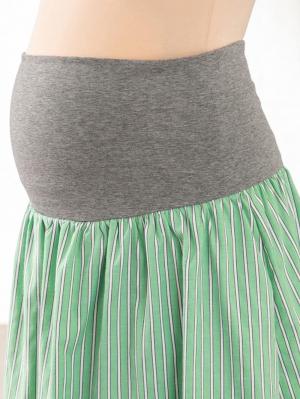 マタニティ スカート|【産前産後対応】ブロードストライプギャザースカート【出産後も長く使える】