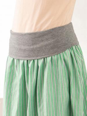 マタニティ スカート|【産前産後対応】ブロードストライプギャザースカート【出産後も長く使える】