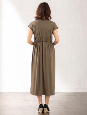 マタニティ ワンピース|カシュクールフレンチスリーブロングワンピース　マタニティ・授乳服【出産後も長く使える】