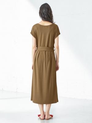 マタニティ ワンピース|ウエスト切り替えリボン付ワンピース　マタニティ・授乳服【出産後も長く使える】