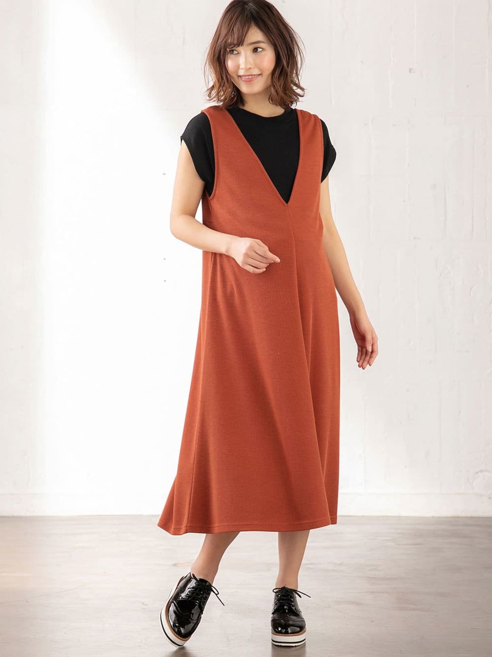 マタニティ ワンピース A I N 授乳口付 セット Aラインジャンスカ リブトップス マタニティウェア 授乳服通販 エンジェリーベ 公式