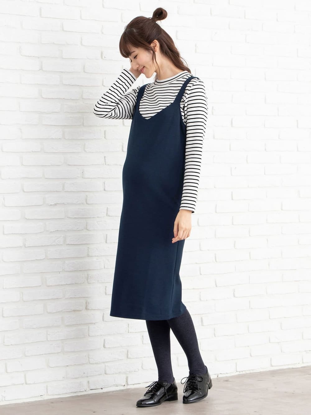 マタニティ ワンピース | 【出産後も長く使える】ain（アイン）ジャンスカフェイクワンピース マタニティ・授乳服 ｜マタニティウェア・授乳服通販｜  エンジェリーベ 公式