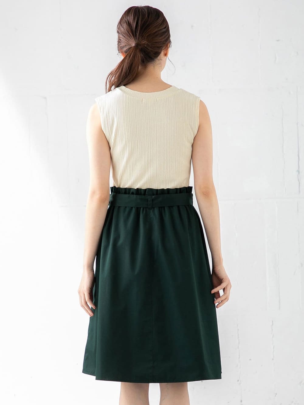 マタニティ ワンピース|LOVE MIC（ラブミック）ランダムテレコ×ツイル ドッキングワンピース　マタニティ・授乳服【出産後も長く使える】