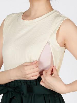 マタニティ ワンピース|LOVE MIC（ラブミック）ランダムテレコ×ツイル ドッキングワンピース　マタニティ・授乳服【出産後も長く使える】