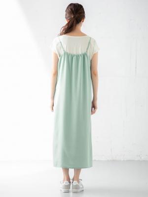 マタニティ ワンピース|【マタニティ・授乳服】【セット】キャミワンピース&スリーブレストップスセット【出産後も長く使える】